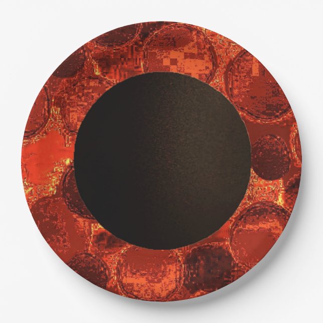 Faux Circle Paper Plate-Burnt orange-Design 2 Paper Plate (Front)
