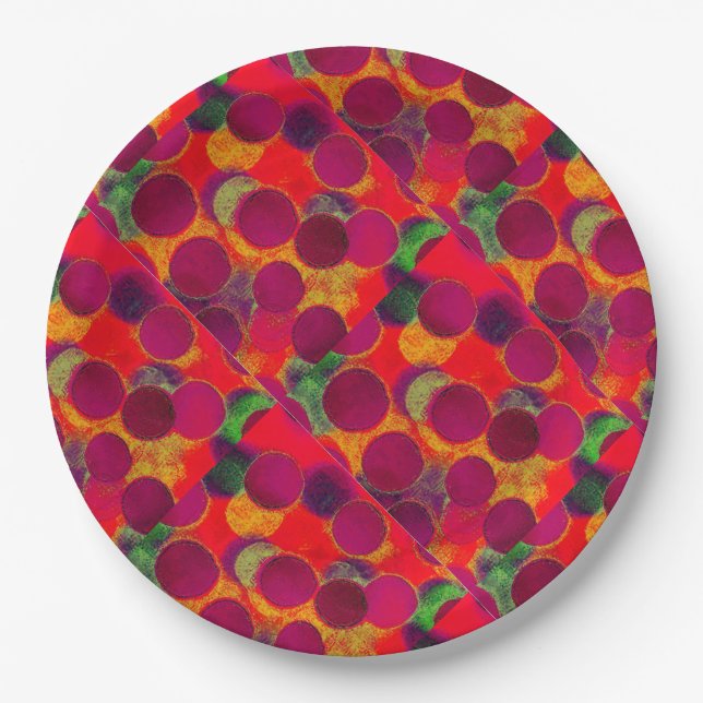 Faux Circle Paper Plate-Fun Multi Colour Plate (Front)