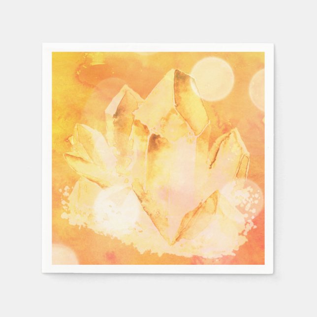 *~*  Faux Citrine Crystal Healing Energy Chakra Napkin (Front)