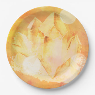 *~* Faux Citrine Crystal Healing Energy Chakra Paper Plate