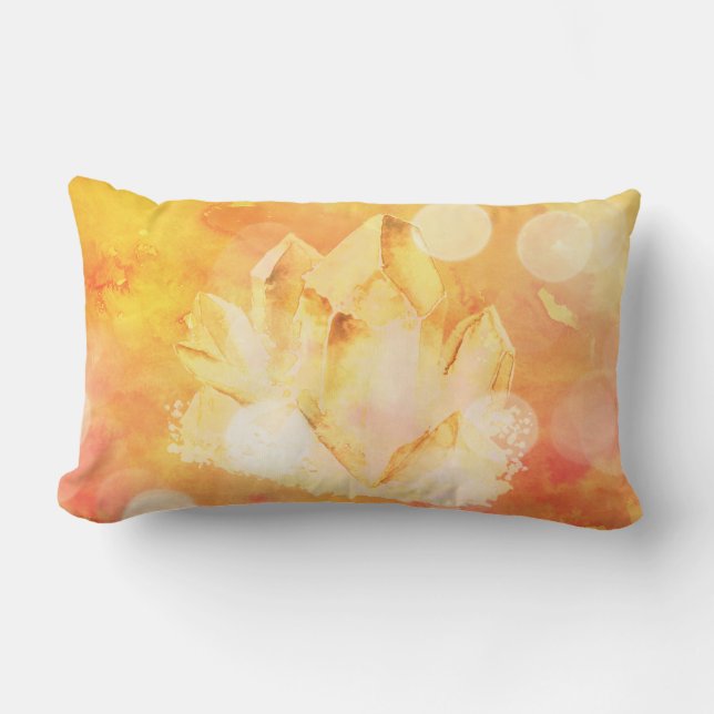 *~* Faux Citrine Crystals Gold Yellow Lumbar Cushion (Front)