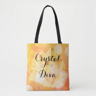 *~* Faux Citrine Crystals Yellow & Gold Tote Bag