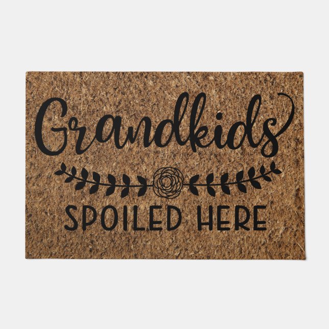 Faux Coir Grandkids Spoiled Here Cute Doormat (Front)