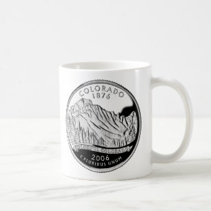 Faux Colorado State Quarter Rocky Mountains Trees Coffee Mug