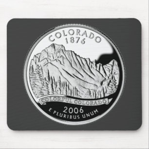Faux Colorado State Quarter Rocky Mountains Trees Mouse Mat