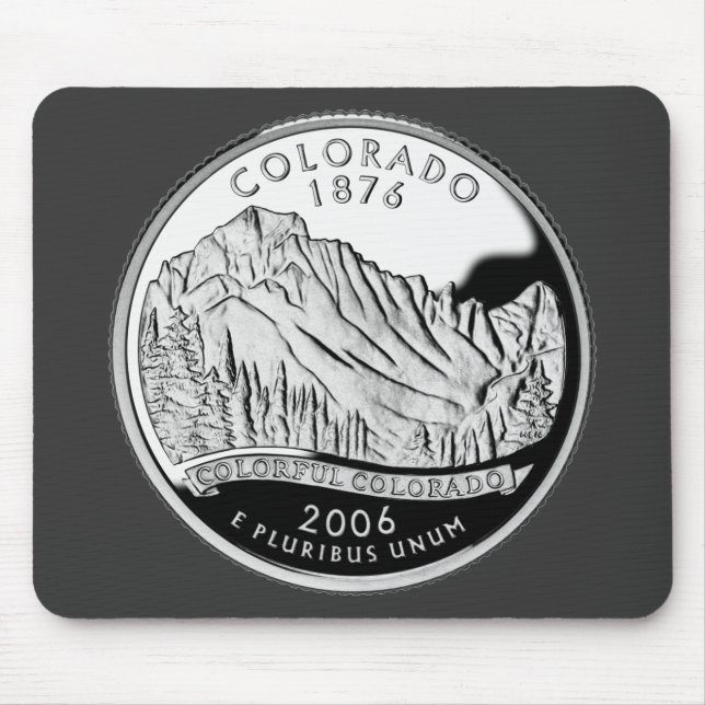 Faux Colorado State Quarter Rocky Mountains Trees Mouse Mat (Front)