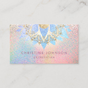 faux colourful glitter aesthetician business card