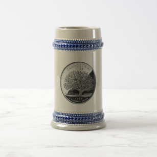 Faux Connecticut State Quarter Charter Oak Tree Beer Stein