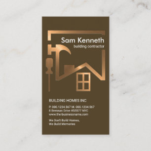 Faux Copper Building Roof Frame Construction Business Card