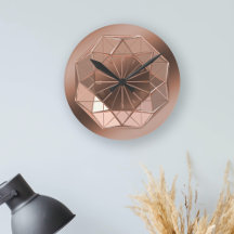 Faux Copper Colour Octagon Round Wall Clock