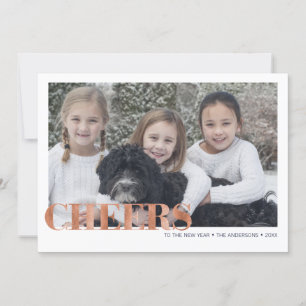 Faux Copper Foil Cheers New Year's Photo Card