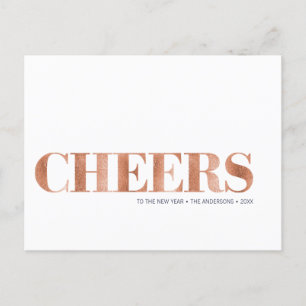Faux Copper Foil Cheers New Year's Postcard