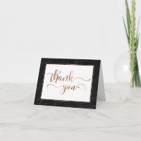 Faux Copper Foil Script Thank You & Black Marble