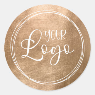 Faux Copper Gold Foil Logo Classic Round Sticker
