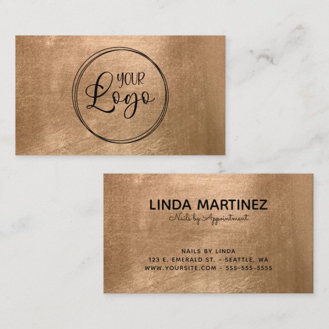 Faux Copper Gold Foil Your Logo Business Card (Front/Back)