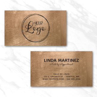Faux Copper Gold Foil Your Logo Business Card