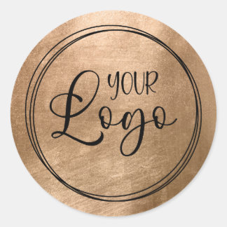 Faux Copper Gold Foil Your Logo Classic Round Sticker
