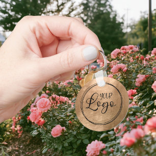 Faux Copper Gold Foil Your Logo Key Ring