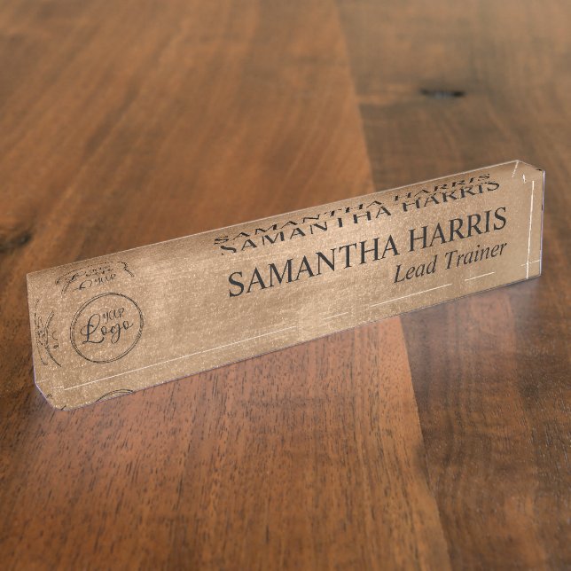 Faux Copper Gold Foil Your Logo Nameplate (Side)