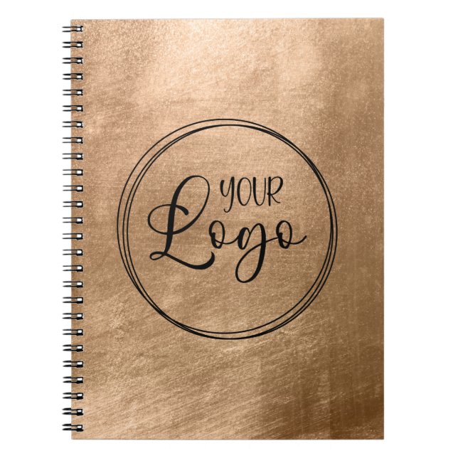 Faux Copper Gold Foil Your Logo Notebook (Front)