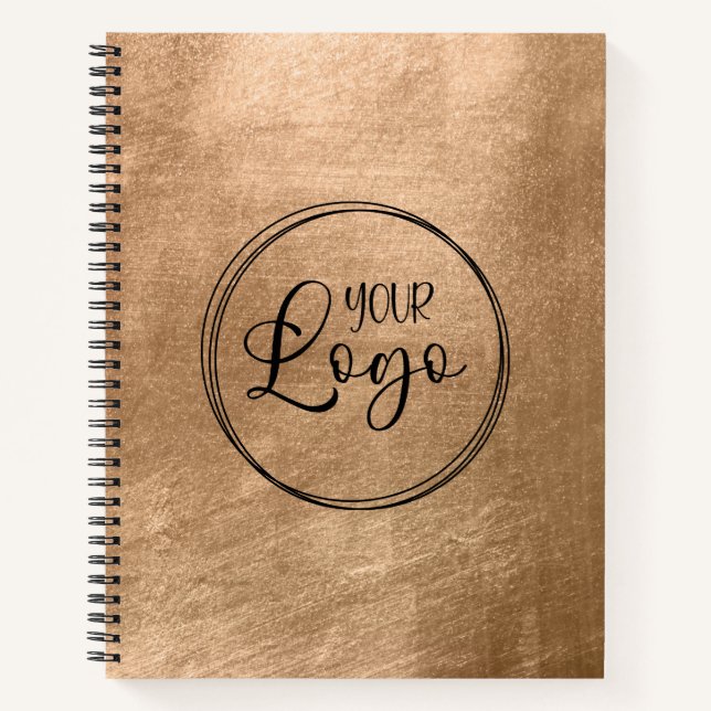 Faux Copper Gold Foil Your Logo Notebook (Front)