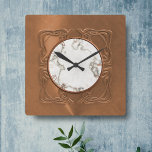 Faux Copper Marble Art Deco Gatsby Style Clock<br><div class="desc">Fancy art nouveau inspired copper corners are framed around a marbled inner. All fabulously faux and printed flat but has a unique 3D-ness about it. If Roman Numerals don't rock your world, you can easily remove them to have a numberless clock. Am sure there's a place for this is your...</div>