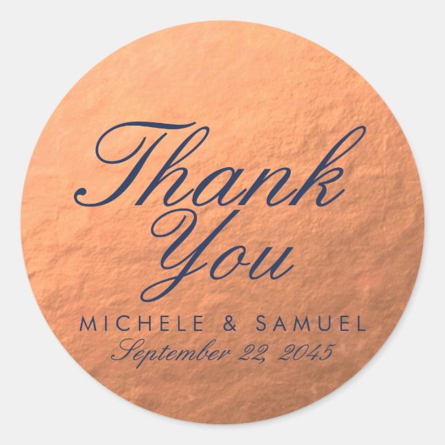 Faux Copper Thank You Favour Stickers (Front)