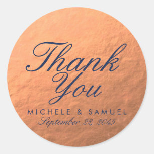 Faux Copper Thank You Favour Stickers