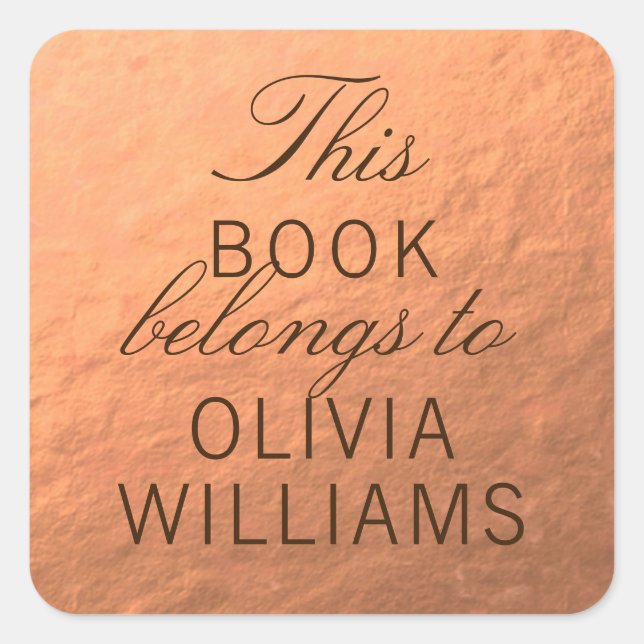 Faux Copper This Book Belongs Stickers (Front)