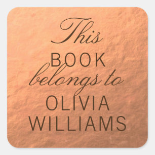 Faux Copper This Book Belongs Stickers