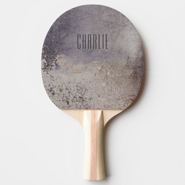 Faux Corroded Metal custom name ping pong paddle (Front)