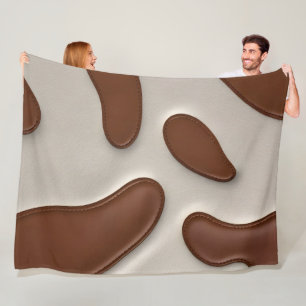 Faux Cow Leather Modern Luxury Elegant Collection Fleece Blanket