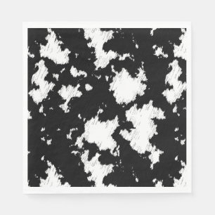Faux Cow Print Black and White Napkin