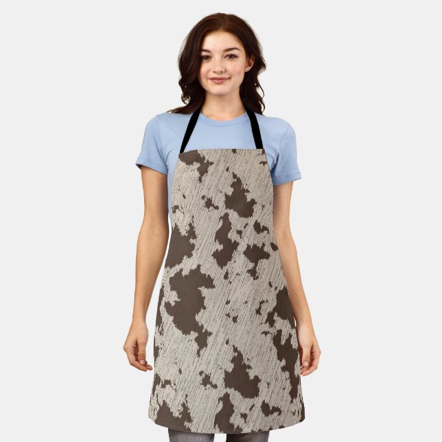 Faux Cow Print, Brown and Cream Apron (Worn)