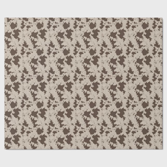 Faux Cow Print Brown and Cream Wrapping Paper (Seam)