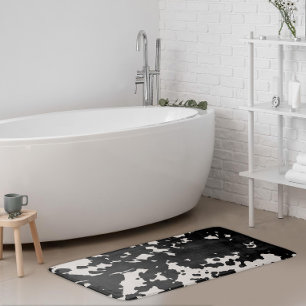 Faux Cowhide Black Spots Country Western Bath Mat