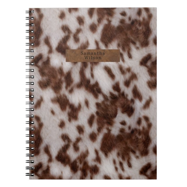 Faux Cowhide Fur & Leather Animal Print Notebook (Front)