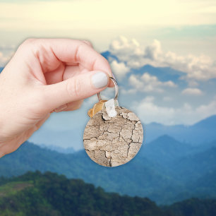 Faux Cracked Wood Key Ring