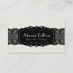 Faux Cream Black Lace French Vintage Business Card