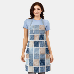 Faux Cream Denim Blue Jean Bridal Shower Apron