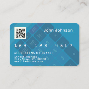 Faux credit or debit card look calculator blue