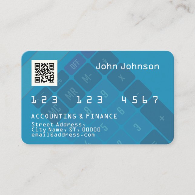 Faux credit or debit card look calculator blue (Front)