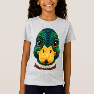 Faux Crochet Mallard Duck Face in Emerald Green Ya T-Shirt
