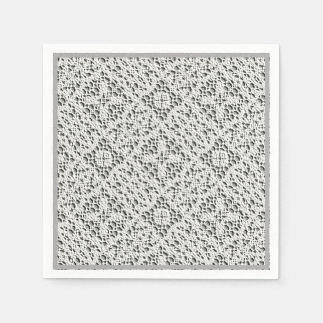 Faux Crochet White Napkin (Front)