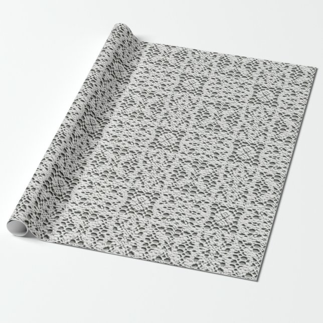 Faux Crochet White Wrapping Paper (Unrolled)