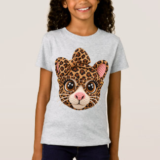 Faux Crochet Yarn Leopard with Coquette Bow T-Shirt