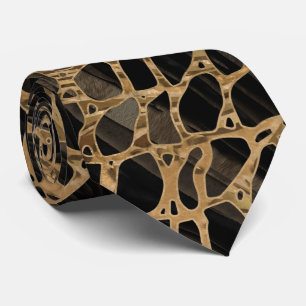 Faux Crocodile Black Liquid Marble and gold Tie