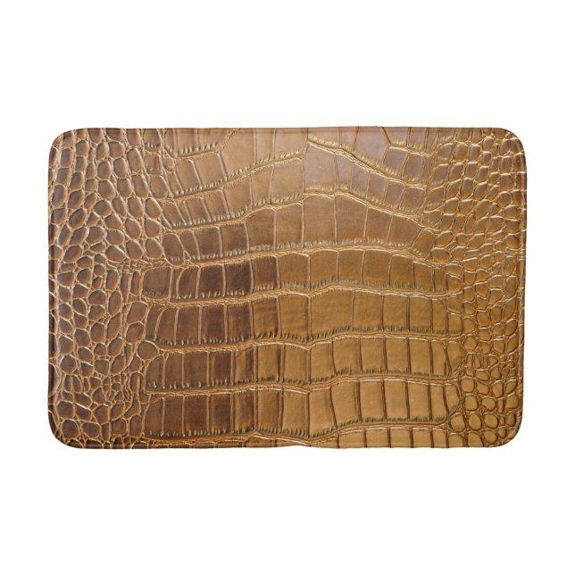 Faux Crocodile Leather Animal Skin Pattern Bath Mat (Front)