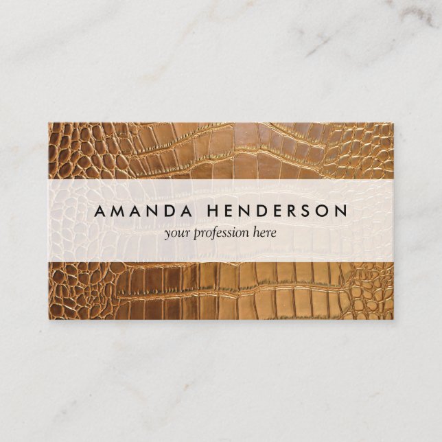 Faux Crocodile Leather Animal Skin Pattern Business Card (Front)