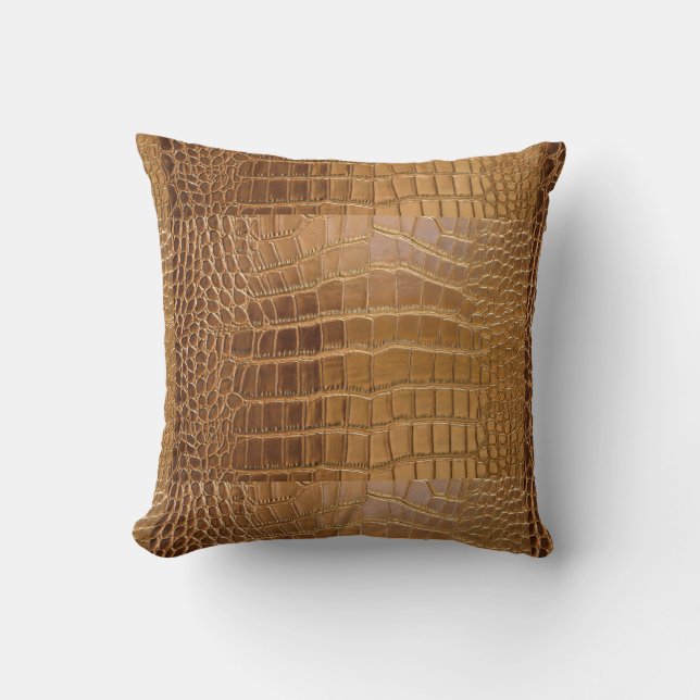 Faux Crocodile Leather Animal Skin Pattern Cushion (Front)